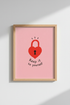 Pink Funny Quote Poster | Red Heart Lock Wall Art, Sarcastic Bedroom Decor Print