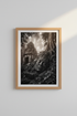 Dark Academia Forest Wall Art Print | Black & White Jungle Temple, Moody Gothic Poster