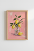 Lemon Kitchen Wall Art Print | Pink Mediterranean Decor | Oil Painting Poster