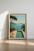 Mediterranean Poolside Art | Coastal Sea Landscape Print, Italian Summer Decor