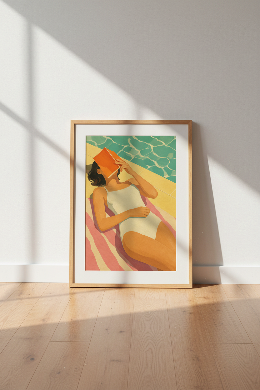 Retro Summer Wall Art Print | Mid-Century Poolside Poster, Modern Boho Decor