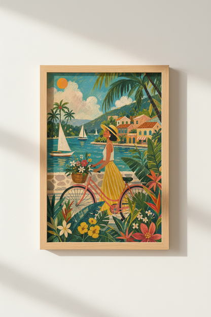 Coastal Travel Poster | Mediterranean Seaside Wall Art, Tropical Summer Decor