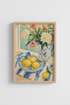 French Country Wall Art Print | Lemon & Floral Oil Painting, Kitchen Decor Poster