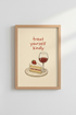 Treat Yourself Kindly Wall Art | Cake & Wine Food Illustration, Kitchen Decor