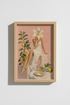 Pink Summer Wall Art Print | Surreal Lily Flower Woman & Lemon Tree | Mediterranean Poster