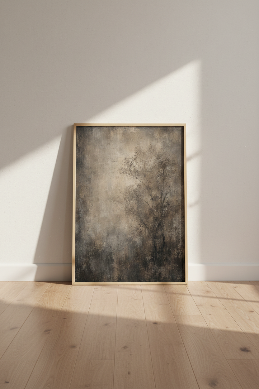 Moody Abstract Tree Wall Art | Earthy Neutral Landscape, Modern Farmhouse Decor