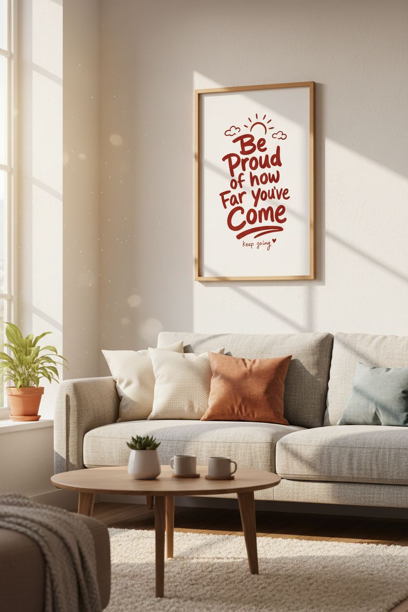 Be Proud Quote Wall Art | Motivational Red Typography Print | Office Decor Poster