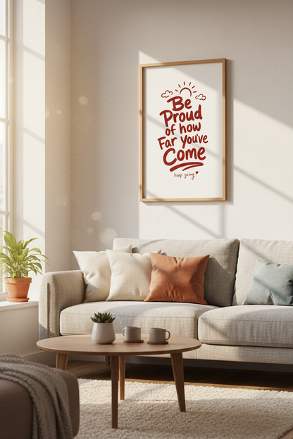 Be Proud Quote Wall Art | Motivational Red Typography Print | Office Decor Poster