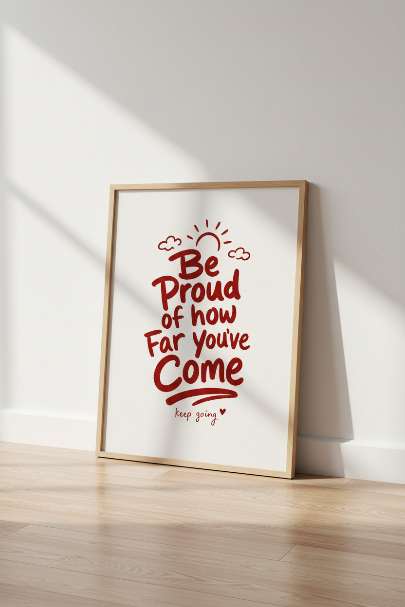 Be Proud Quote Wall Art | Motivational Red Typography Print | Office Decor Poster