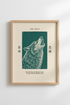 Linocut Wolf Wall Art Print | Living Room Decor | Minimalist Teal Poster
