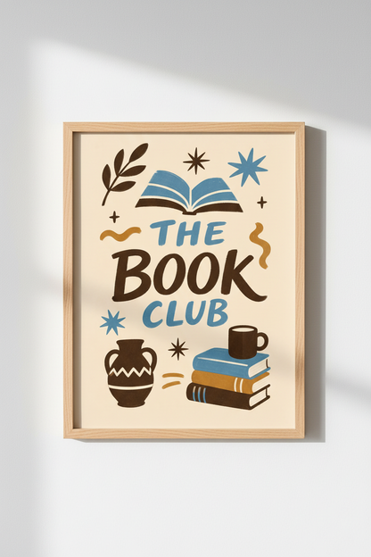 Book Club Wall Art | Retro Living Room Decor | Cozy Poster