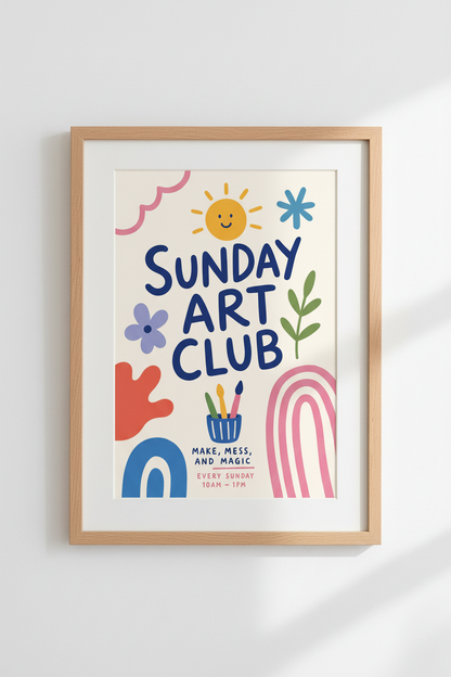 Sunday Art Club Wall Art | Playroom Decor | Colorful Aesthetic Studio Poster