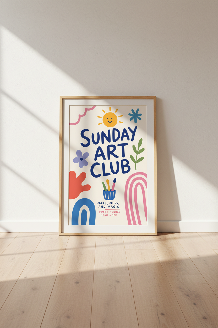 Sunday Art Club Wall Art | Playroom Decor | Colorful Aesthetic Studio Poster