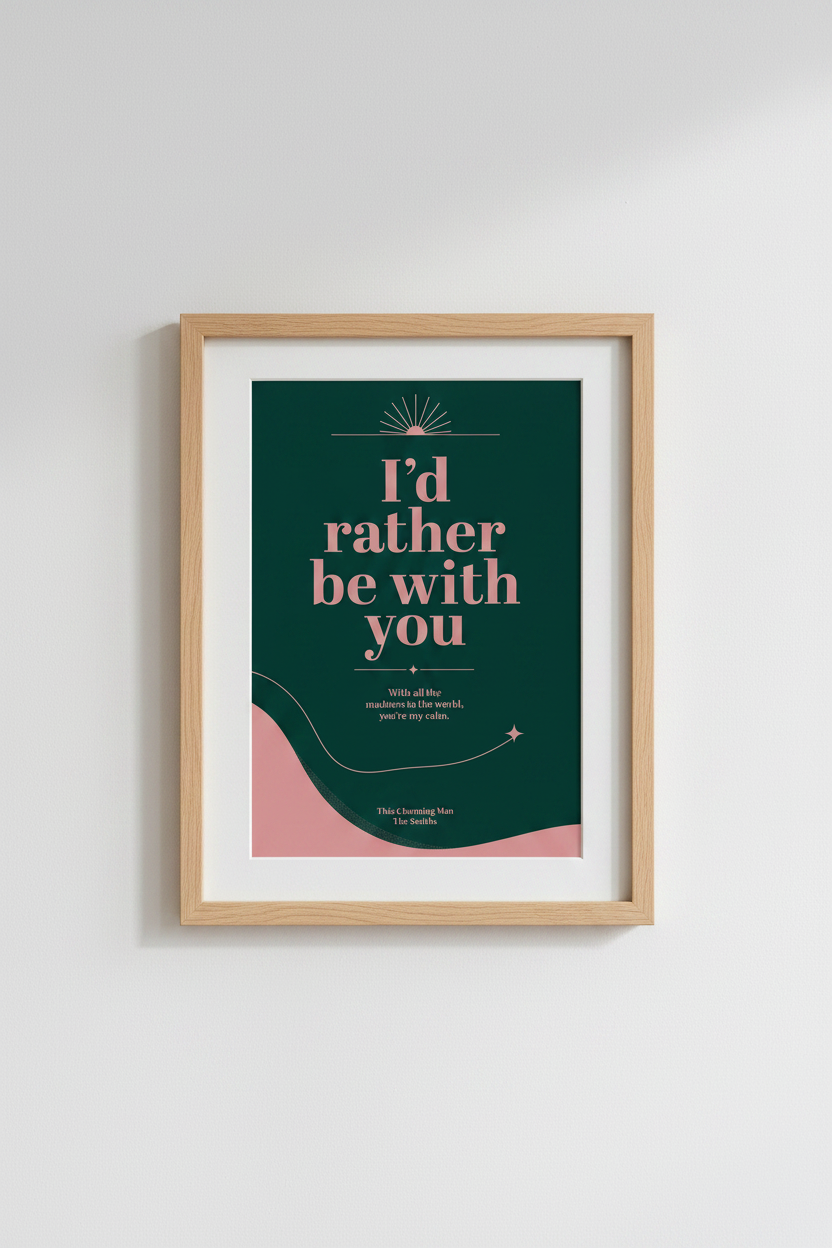 The Smiths Lyric Poster | Pink and Green Indie Rock Wall Art, Bedroom Decor