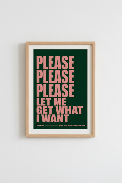 The Smiths Lyric Wall Art | Pink &amp; Green Indie Music Poster, Retro Room Decor