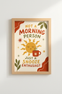 Funny Coffee Poster | Retro Warm Tones, Kitchen Decor | Cozy Print