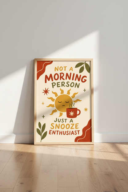 Funny Coffee Poster | Retro Warm Tones, Kitchen Decor | Cozy Print