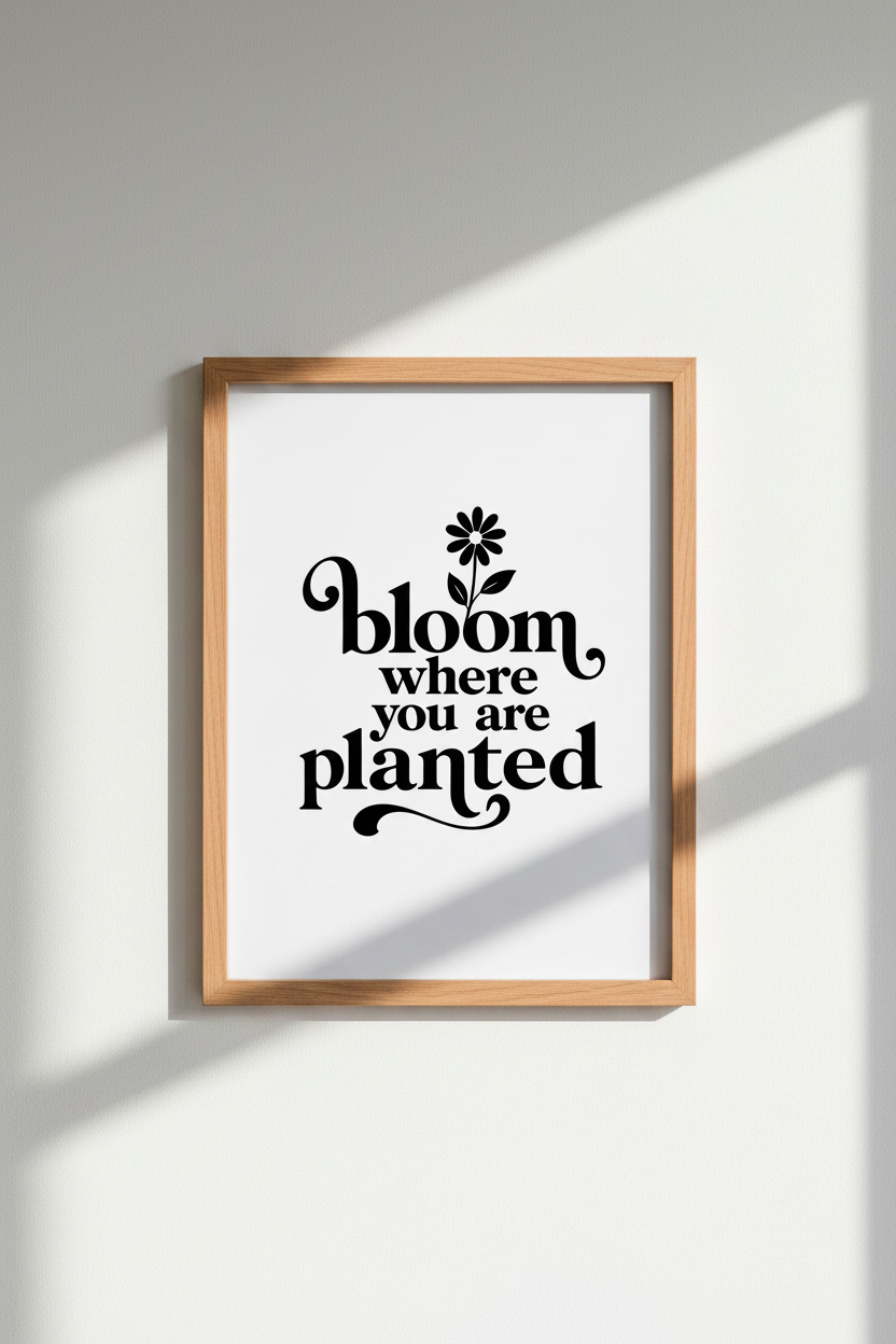 Bloom Where You Are Planted Wall Art Print | Office Decor | Minimalist Poster
