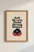 Soft Hearts Wall Art | Bold Typography, Neutral Palette | Living Room Decor