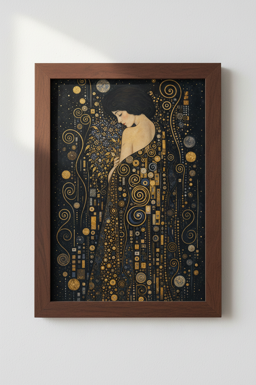 Klimt style wall art | Gold and black palette, Living Room Decor