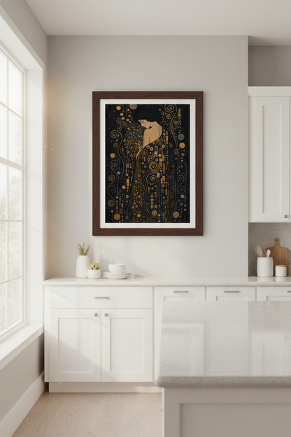 Klimt style wall art | Gold and black palette, Living Room Decor