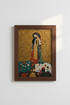 Geometric Woman with Cat Wall Art Print | Living Room Decor | Gilded Deco Poster
