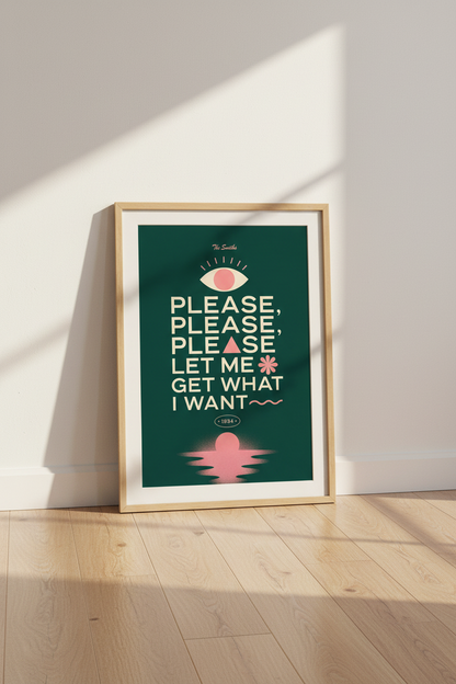 The Smiths Lyrics Wall Art | Retro Green &amp; Pink Poster | Indie Rock Music Decor
