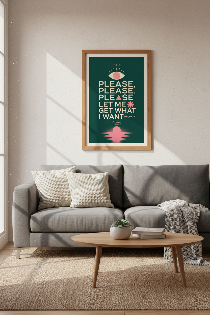 The Smiths Lyrics Wall Art | Retro Green &amp; Pink Poster | Indie Rock Music Decor