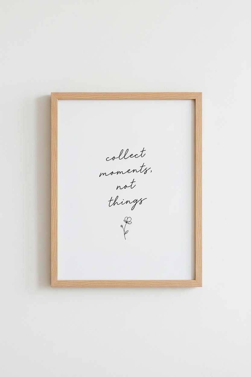 Collect Moments Not Things Wall Art Print | Bedroom Decor | Minimalist Poster