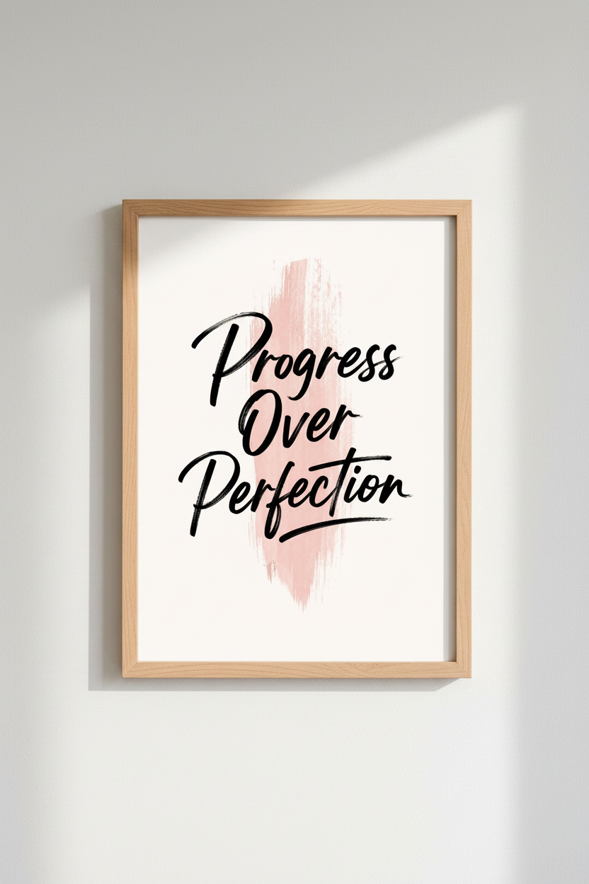 Modern Office Wall Art Print | Pink Watercolor Quote Poster | Minimalist Motivation
