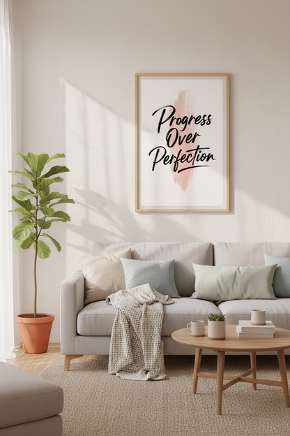 Modern Office Wall Art Print | Pink Watercolor Quote Poster | Minimalist Motivation