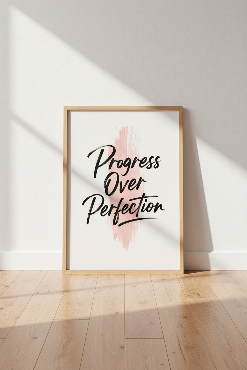 Modern Office Wall Art Print | Pink Watercolor Quote Poster | Minimalist Motivation