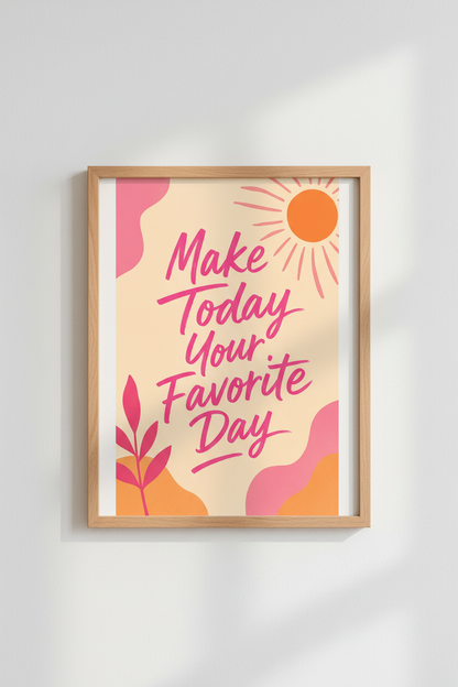Retro Quote Wall Art | Pink &amp; Orange Preppy Poster, Inspirational Dorm Room Decor