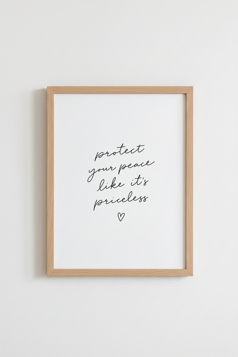 Protect Your Peace Wall Art Print | Bedroom Decor | Minimalist Script Poster