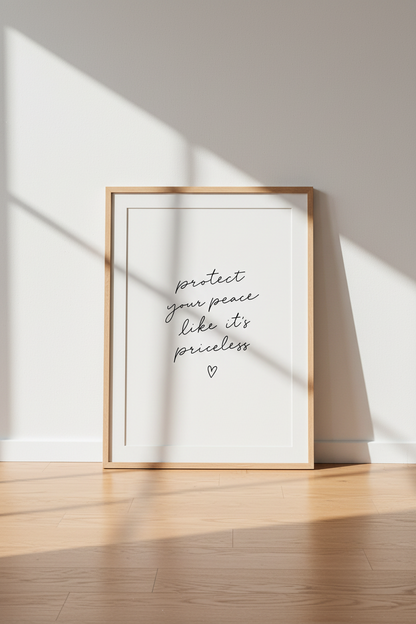 Protect Your Peace Wall Art Print | Bedroom Decor | Minimalist Script Poster