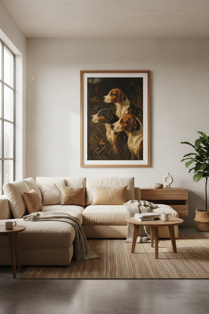 Beagle wall print | Moody Oil Painting, Cozy Living Room Decor