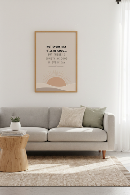 Positive Quote Boho Sun Wall Art | Neutral Bedroom Decor | Minimalist Poster