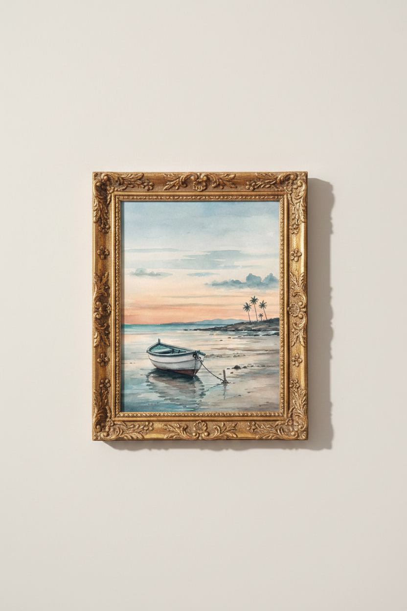 Beach wall art | Watercolor seascape, pastel hues | Living room decor