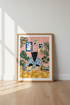 Black Panther Artist Wall Art | Maximalist Pink Botanical Decor | Eclectic Cat Poster