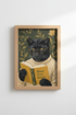 Dark Academia Cat Art Print | Black Panther Reading Poster, Moody Library Decor