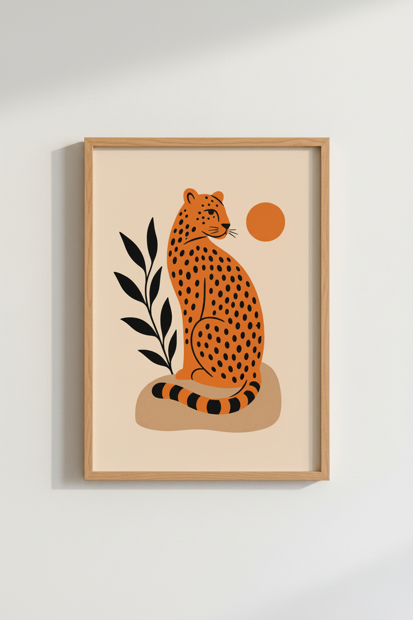 Boho Leopard Wall Art | Minimalist Cheetah, Terracotta Desert Nursery Decor