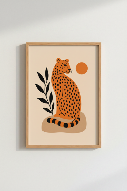Boho Leopard Wall Art | Minimalist Cheetah, Terracotta Desert Nursery Decor