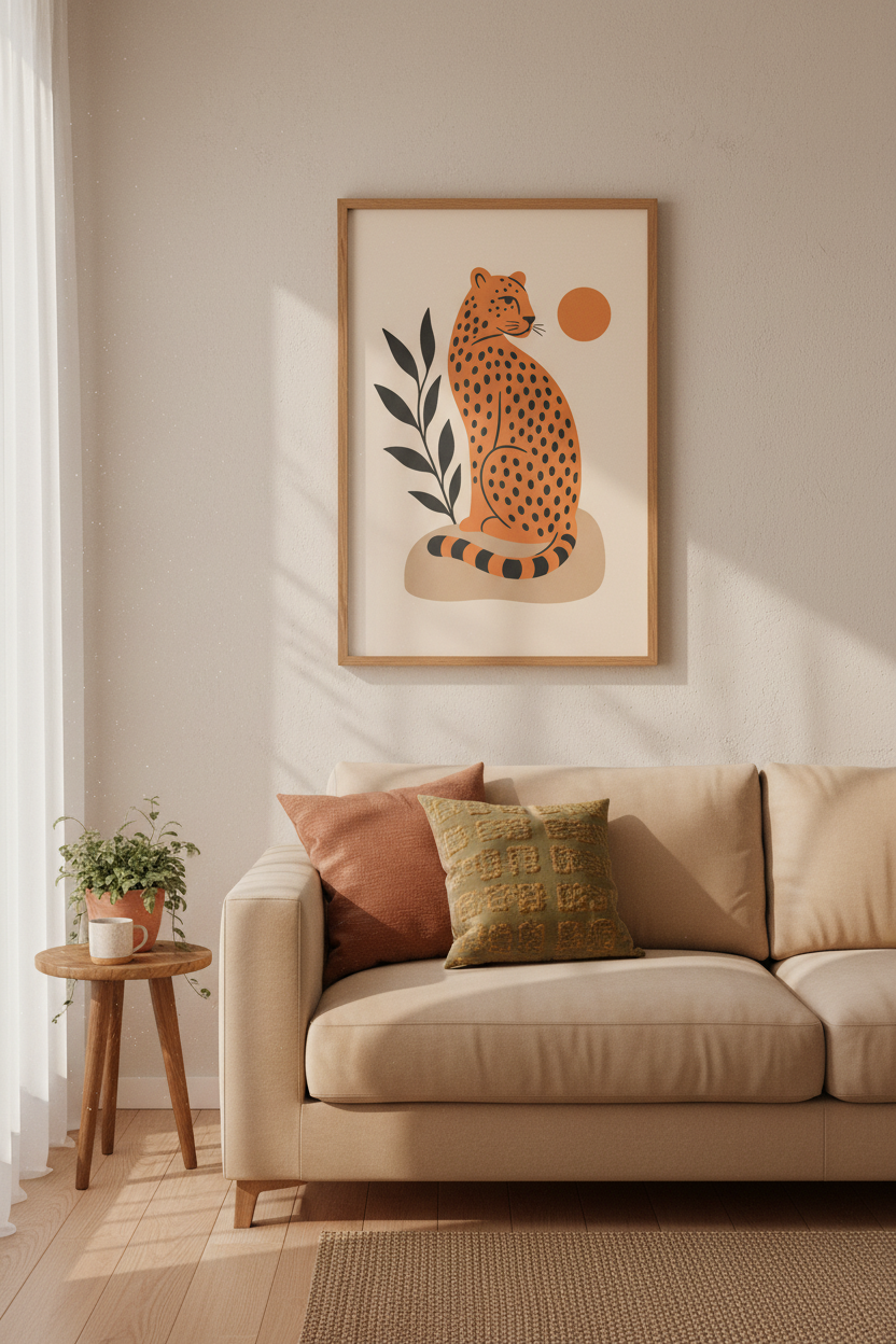 Boho Leopard Wall Art | Minimalist Cheetah, Terracotta Desert Nursery Decor
