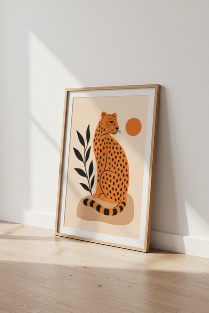 Boho Leopard Wall Art | Minimalist Cheetah, Terracotta Desert Nursery Decor
