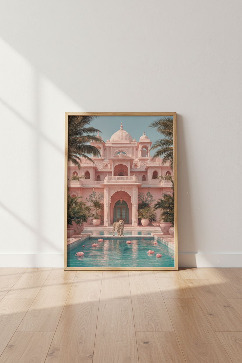 Pink Palace Leopard Wall Art Print | Pastel Aesthetic Decor | Maximalist Poster