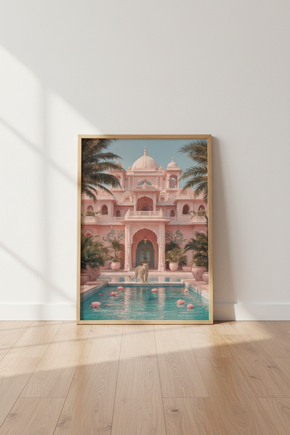 Pink Palace Leopard Wall Art Print | Pastel Aesthetic Decor | Maximalist Poster