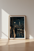 NYC Night Skyline Wall Art Print | Urban Cafe Decor | Moody Cityscape Poster