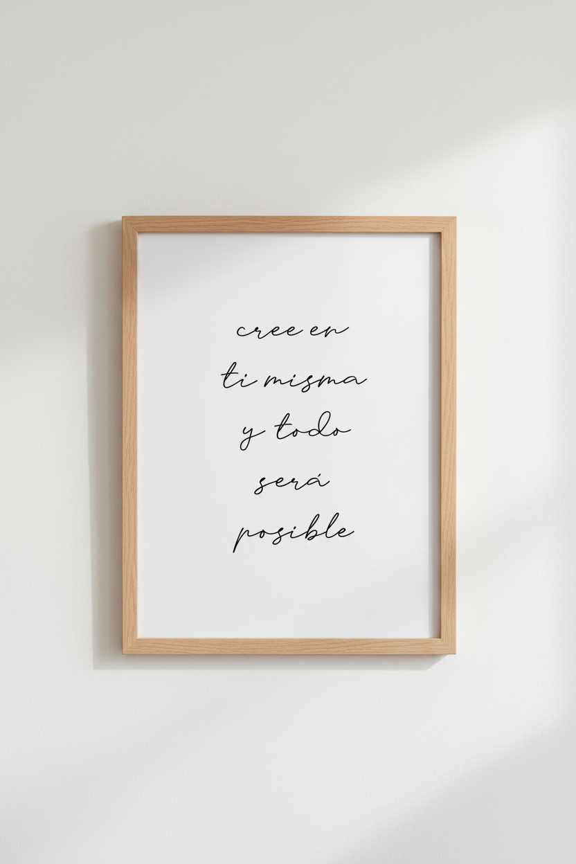 Spanish Quote Wall Art | Cree En Ti Misma Minimalist Poster, Office Decor