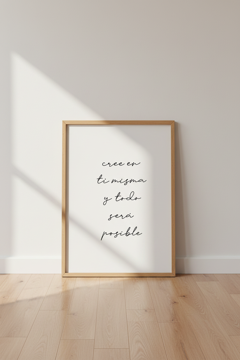 Spanish Quote Wall Art | Cree En Ti Misma Minimalist Poster, Office Decor