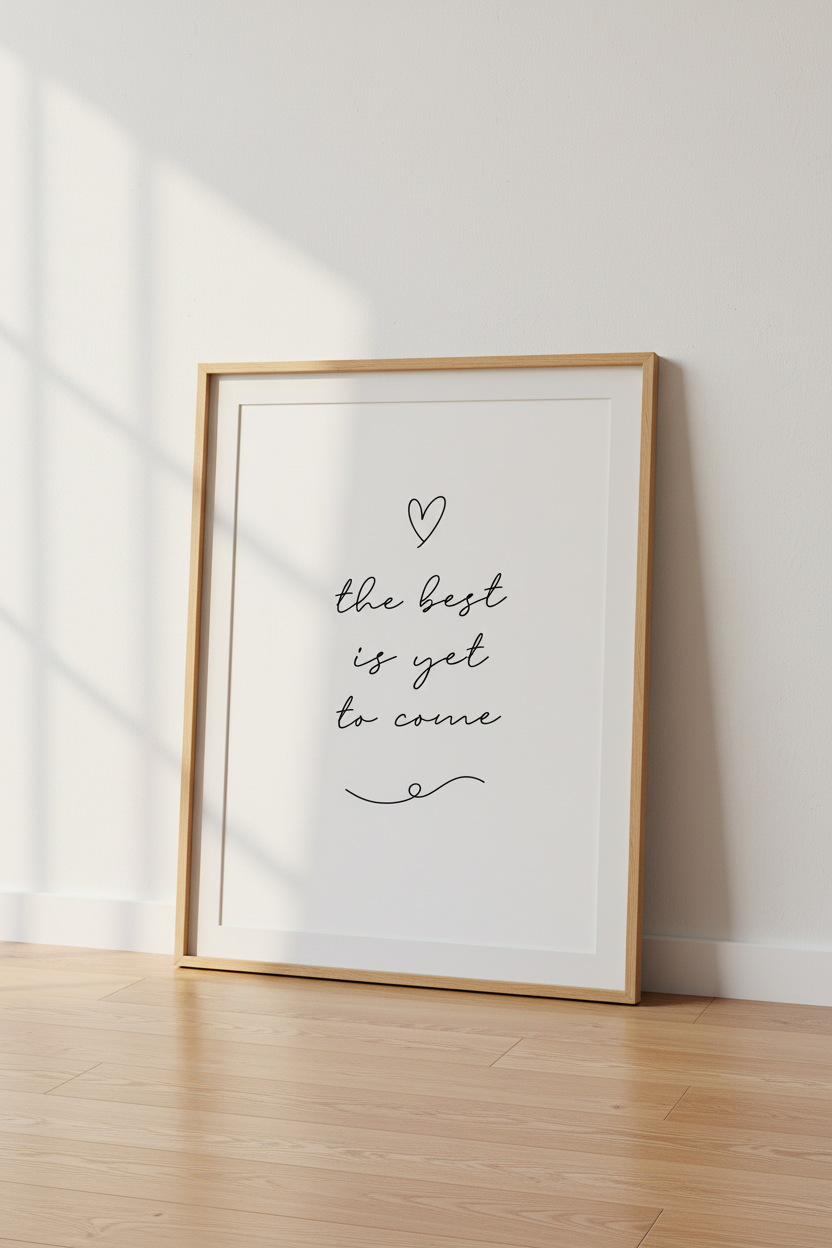 The Best Is Yet To Come Print | Minimalist Quote Wall Art, Bedroom Decor
